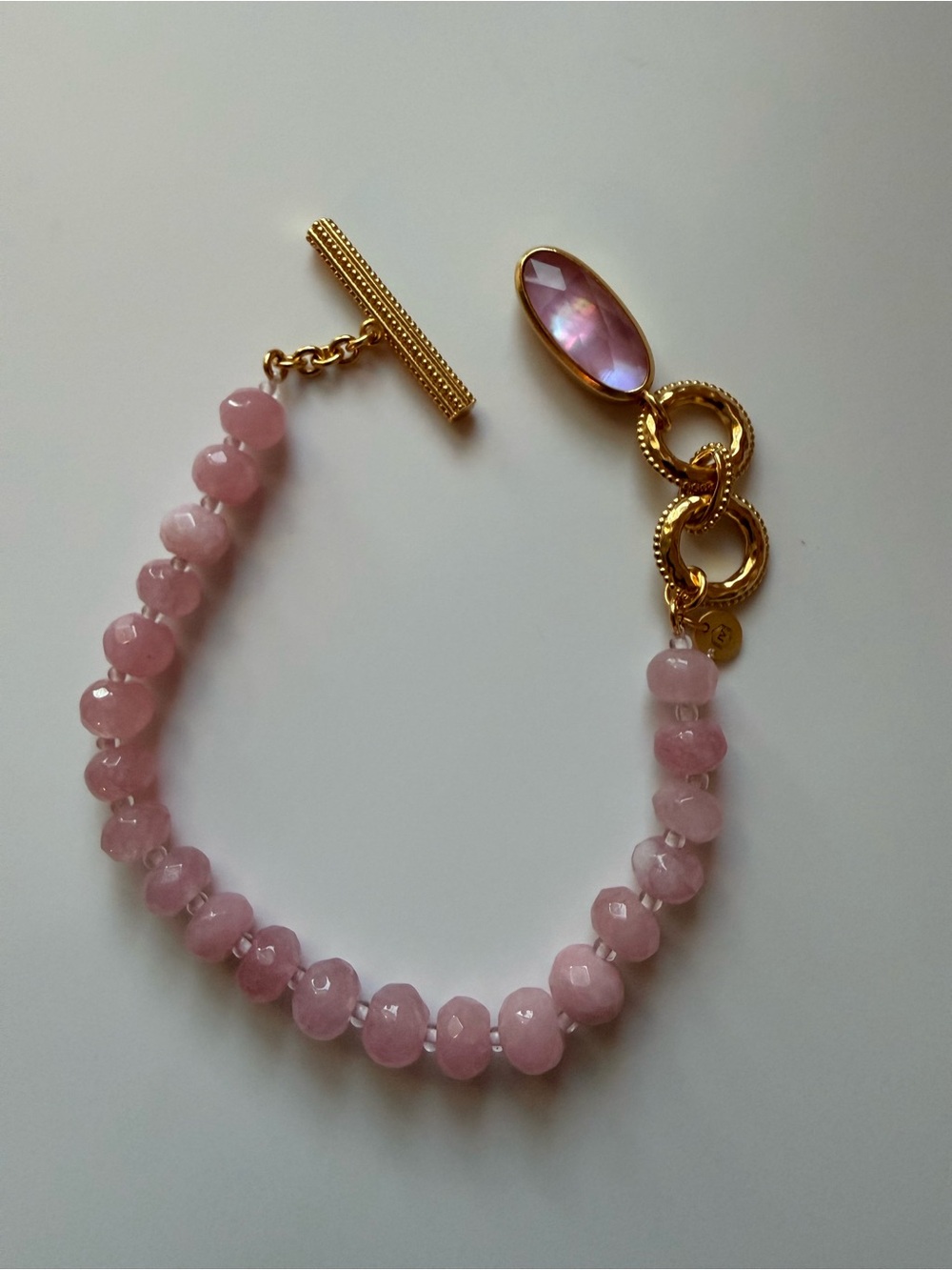 NWOT Julie Vos Pink Beaded Bracelet with Gold Accents